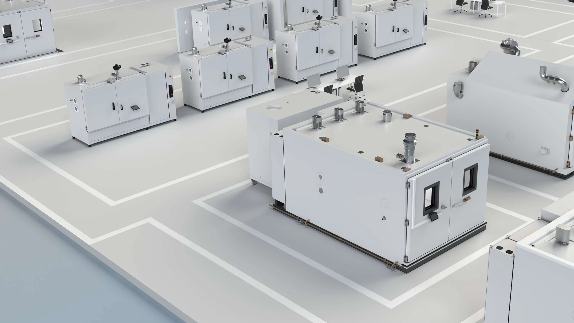 Modulare Batterie‑Umweltsimulationsanlage mit mehreren Prüfkammern zur Umwelt‑ und Sicherheitserprobung von Batteriesystemen