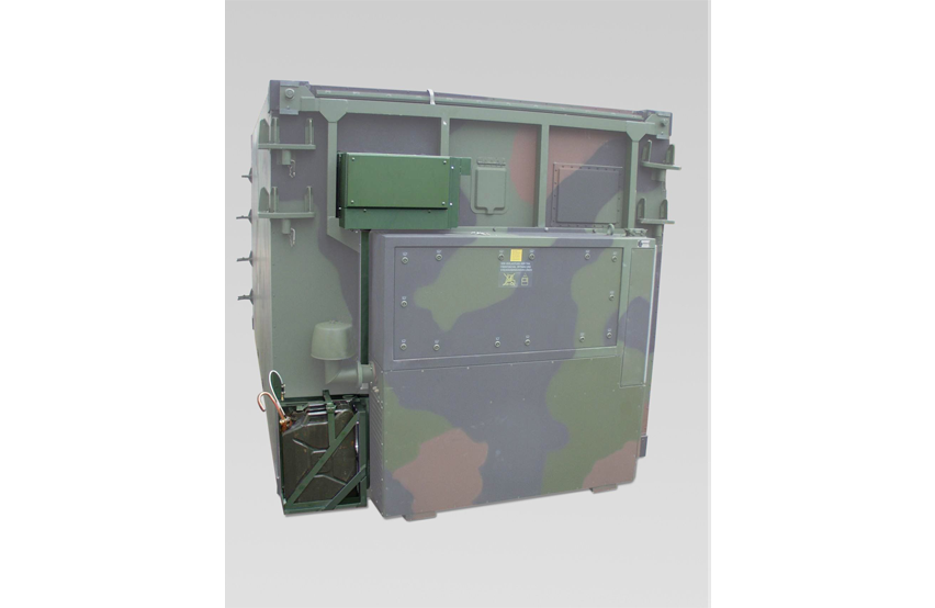  Ballistischer Schutzbehälter BHA‑1 LR von Weiss Defence in militärischer Tarnlackierung mit robustem Gehäuse