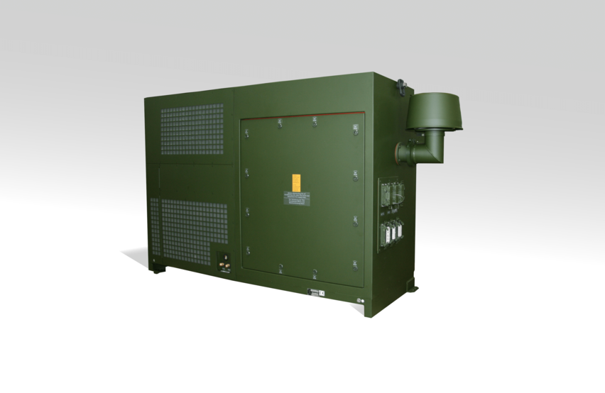  Taktische Klimaanlage der TKA‑A‑Serie von Weiss Defence in olivgrüner Ausführung als freigestelltes Produktgerät.