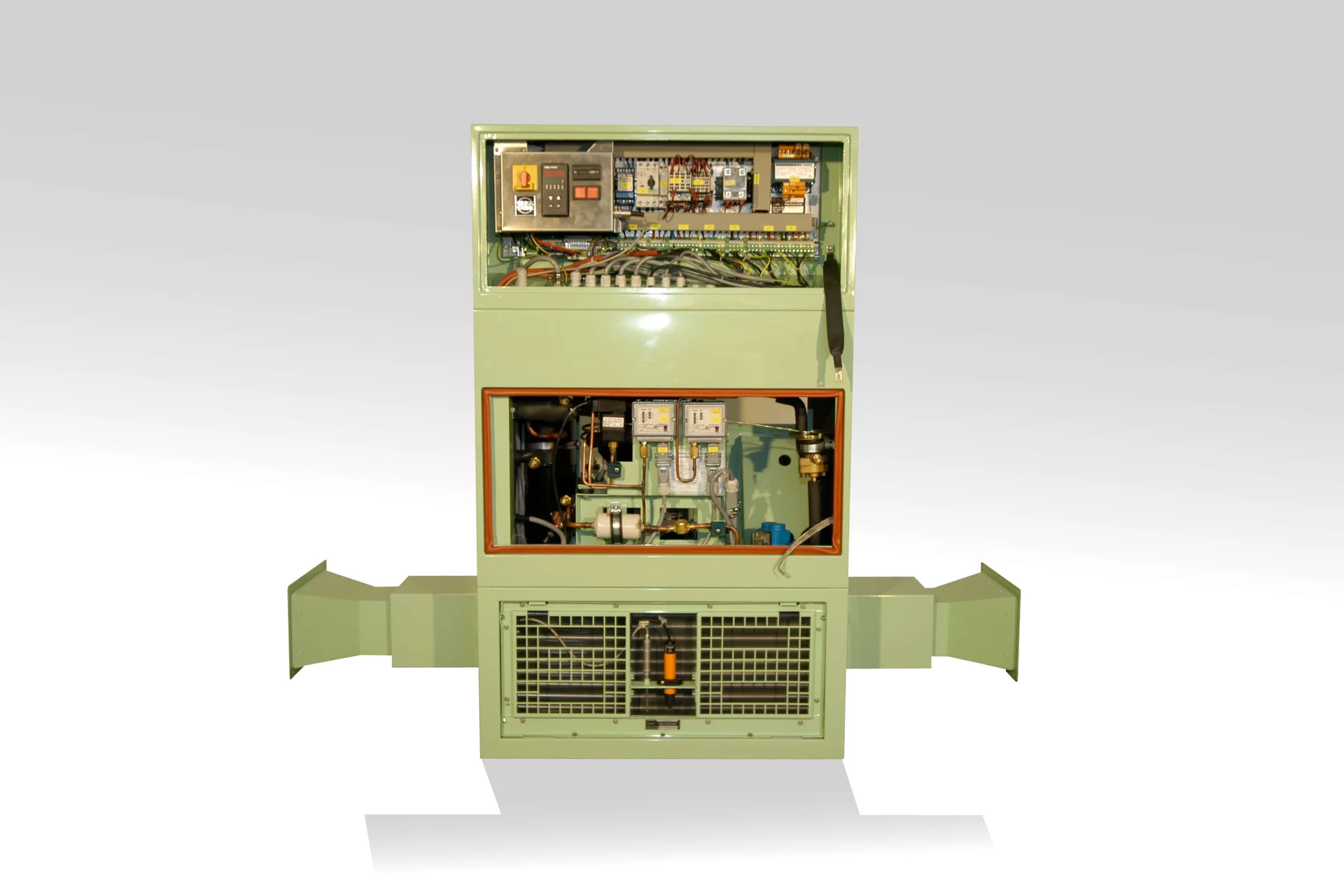  Interior view of tactical air conditioning unit TKA K1W‑B by Weiss Defence showing electrical and refrigeration components