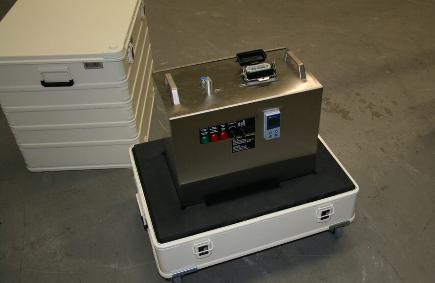  Mobile control unit of the ZKB MCRS1 by Weiss Defence in a rugged transport case with control panel and display