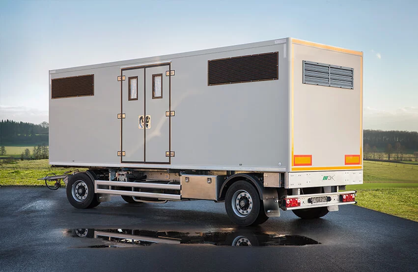 Mobile climate chamber by WEISS Defence on trailer base for military environmental testing with enclosed container design