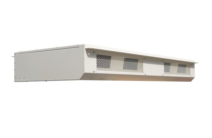  Flaches Luftverteilmodul der Module‑R STA von Weiss Defence zur gleichmäßigen Luftverteilung in militärischen Zelten.