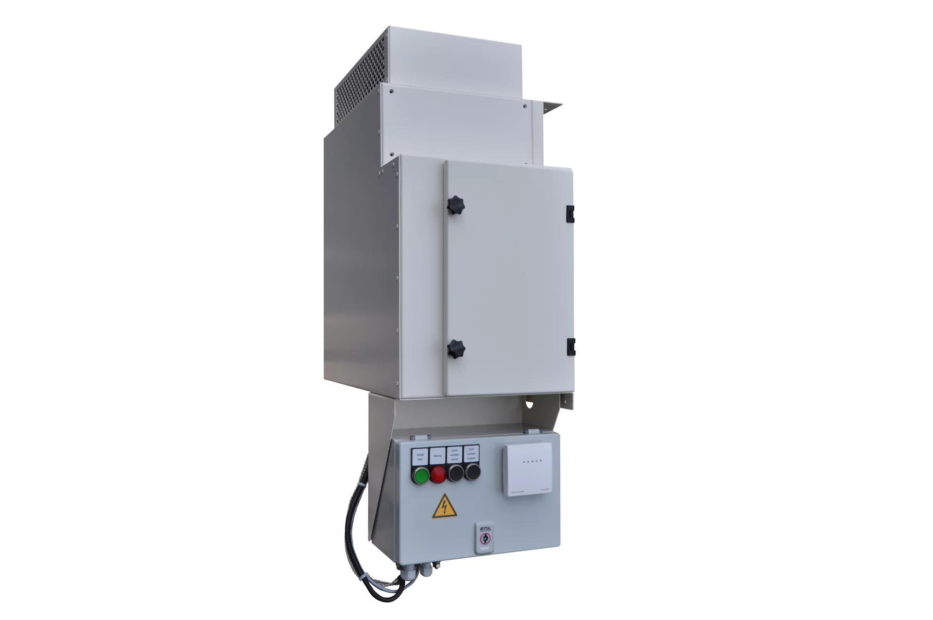 Electrical connection and control module of the Module‑R STA by Weiss Defence with control cabinet and operating elements.