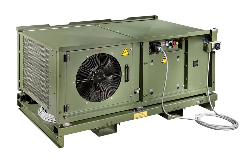  ZKB‑20/18 mobile tent air conditioner by Weiss Defence with fan unit, control panel and connection cables in protective housing