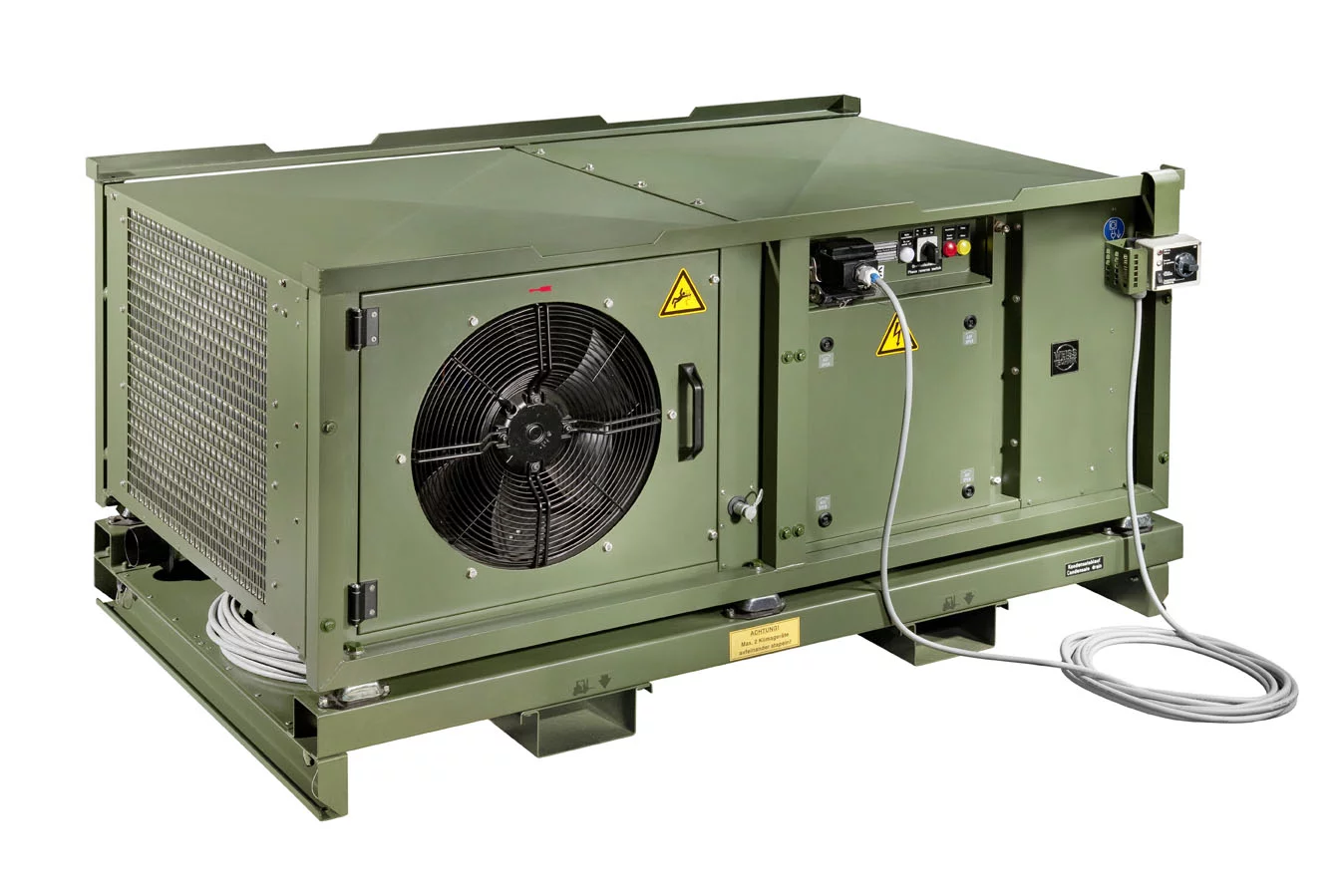 ZKB‑20/18 mobile tent air conditioner by Weiss Defence with fan unit, control panel and connection cables in protective housing