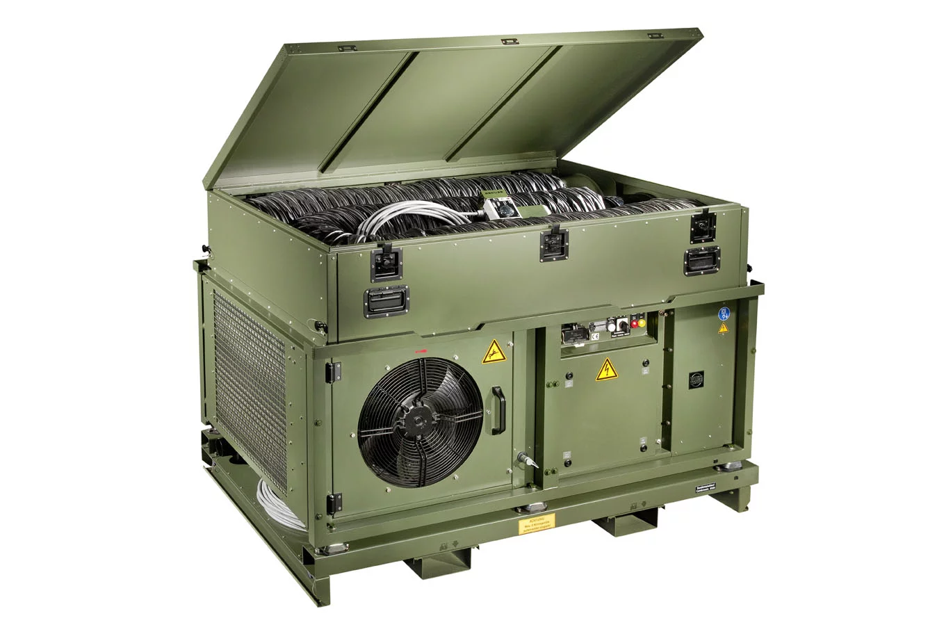  ZKB‑20/18 tent air conditioner by Weiss Defence with open transport box and coiled connection cables
