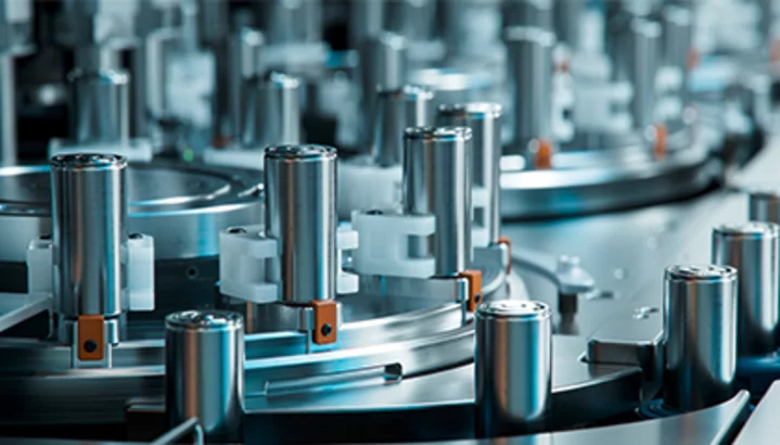 Automatisierte Fertigungsanlage für Batteriezellen in kontrollierter Trockenraum‑Umgebung mit präziser Positioniertechnik