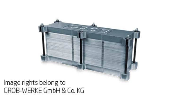 Exploded view of a fuel cell stack with bipolar plates for fuel cell production in cleanroom environments