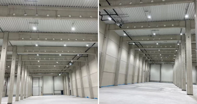  Große Industriehalle für Trockenraum-Ausbau mit Betonstruktur und technischer Infrastruktur