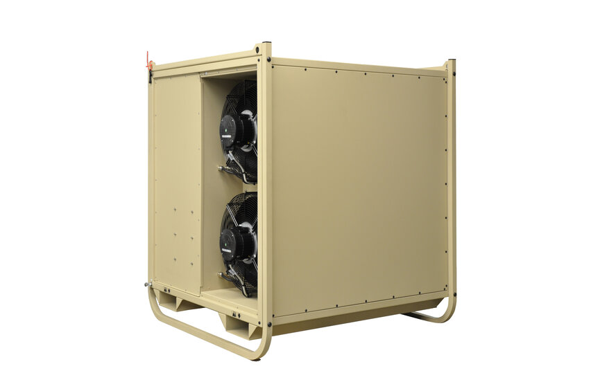   Mobile military tent air conditioning unit Module‑R STA by Weiss Defence with rugged housing and connection modules.