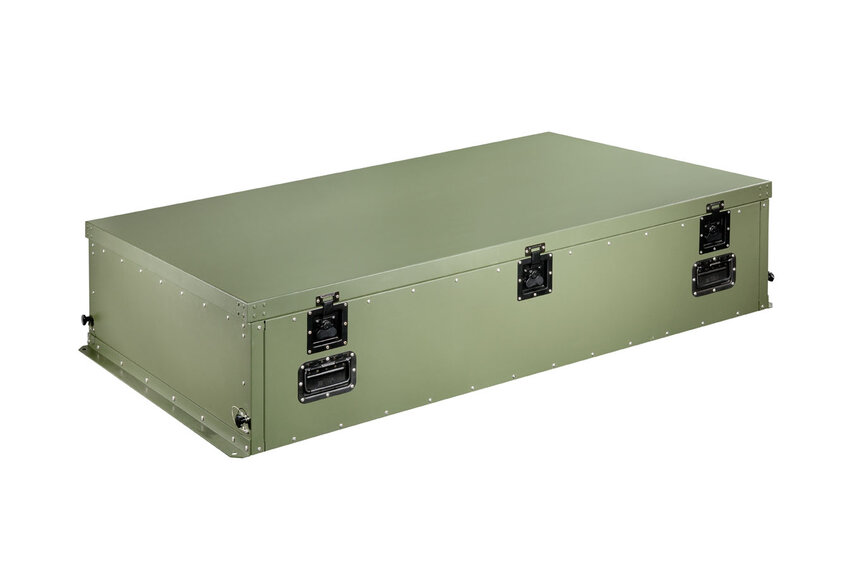  Geschlossene Transport‑ und Lagerbox für das ZKB‑20/18 Zeltklimagerät von Weiss Defence in robuster Militärausführung