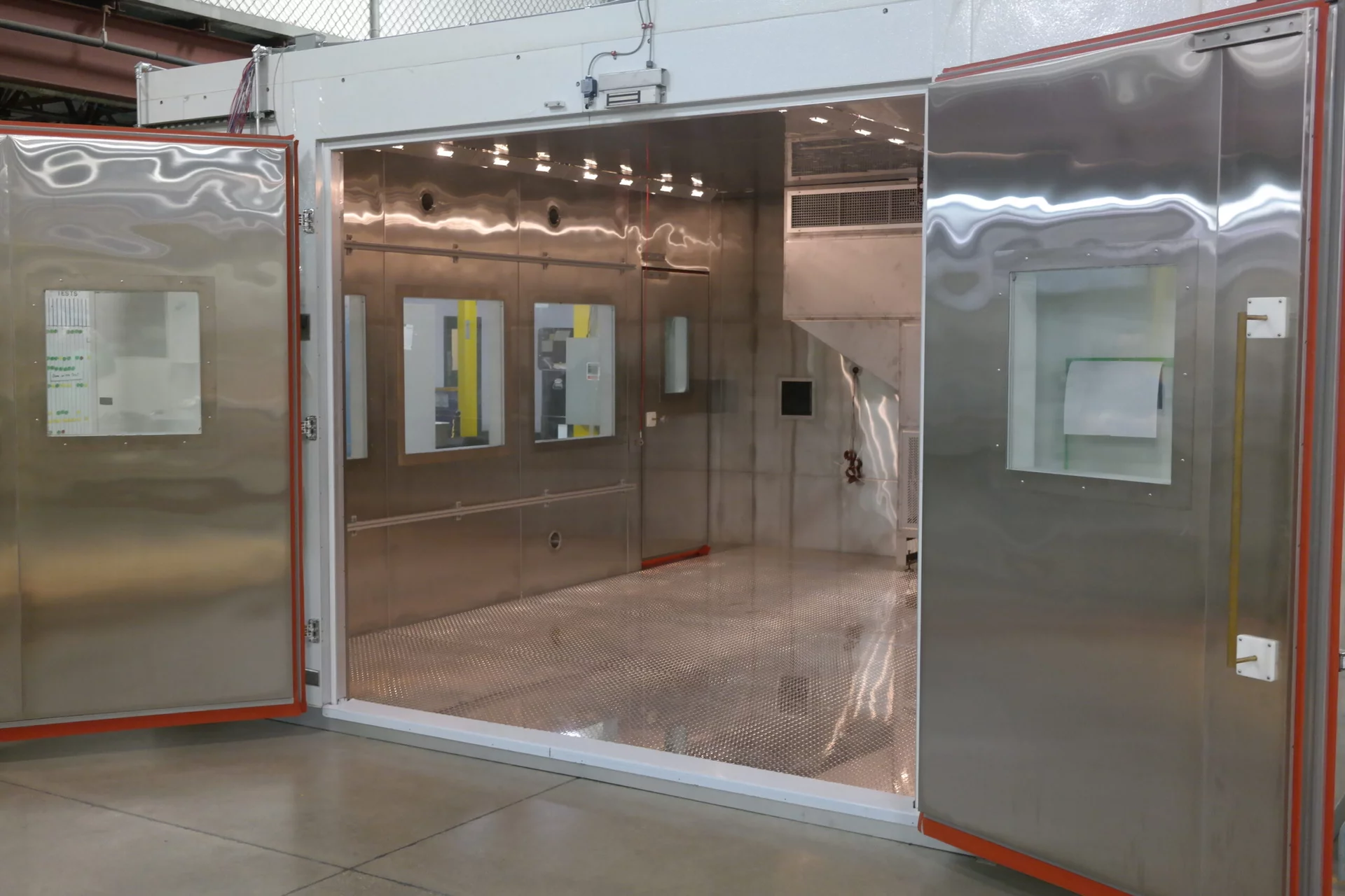  Walk-in environmental test chamber with stainless steel interior for climate and durability testing